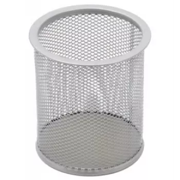 Estojo Forpus, redondo, prateado, vazio, metal perfurado 1005-009