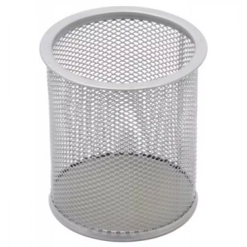 Estojo Forpus, redondo, prateado, vazio, metal perfurado 1005-009