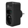 Power Splitter MACLEAN MCE249 F/B – 2 tomadas AC (16A + 6A) com 2×USB-A e 2×USB-C PD 20W, ficha EU, preto
