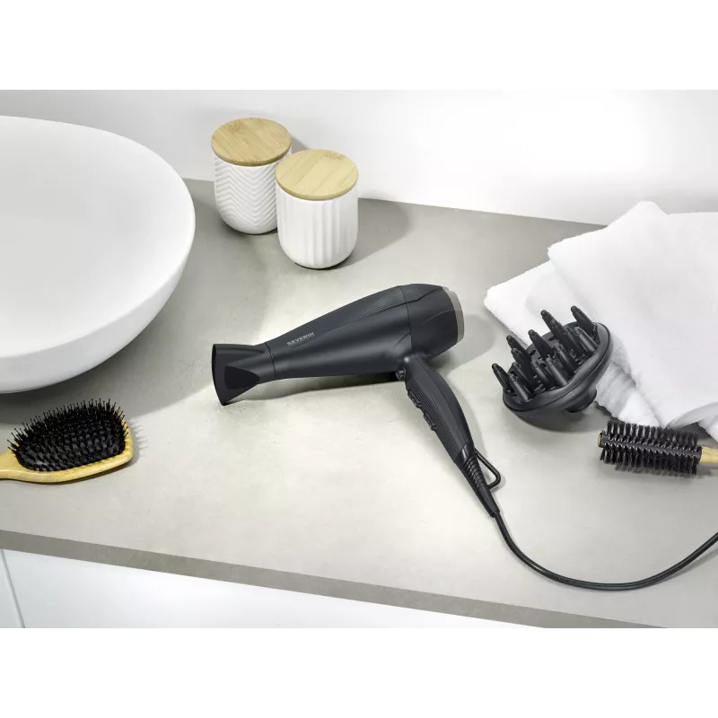 Severin HT 0167 secador de cabelo, 2300 W, preto/prateado