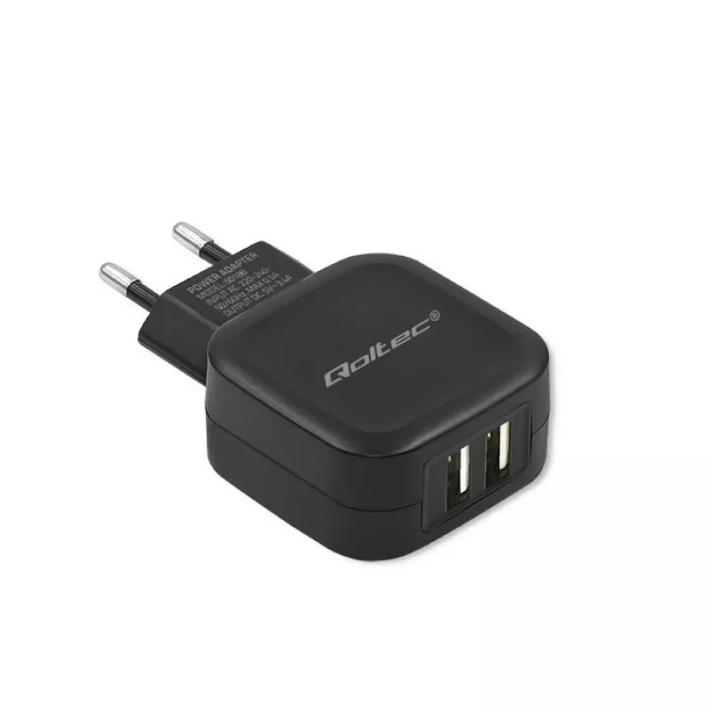 Carregador Qoltec 50188 para dispositivos móveis portátil, smartphone, smartwatch, tablet, telefone, universal preto AC, DC interior