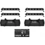 Conjunto de barras LED EUROLITE 4x LED BAR-6 QCL RGBW com 2 soft-bags e controlador