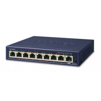 PLANET GSD-908HP - Switch - 8 x 10/100/1000 (PoE+) + 1 x 10/100/1000 (Uplink) - secretária - PoE+ (GSD-908HP)