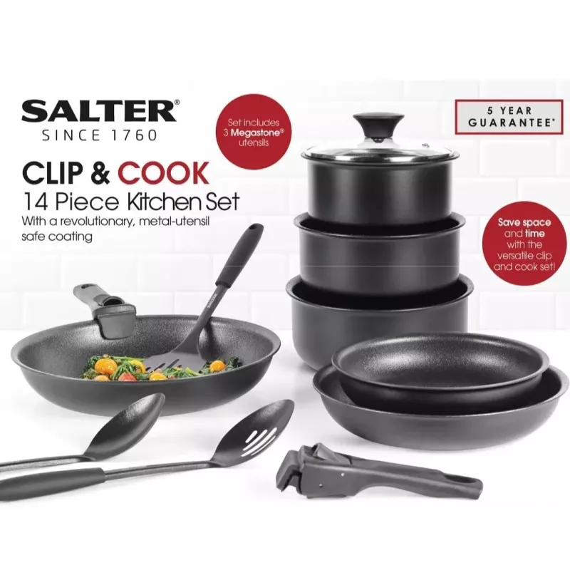 Conjunto de utensílios de cozinha Salter BW12055IS 14 peças utensílios de cozinha em aço inoxidável