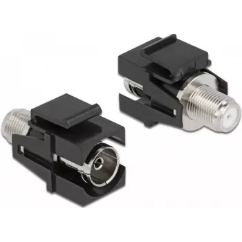 Módulo Keystone conector fêmea IEC para conector fêmea F preto DeLOCK 86855