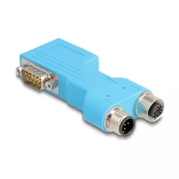 DELOCK D-Sub 9 conector macho/fêmea para M12 5 pinos codificação A distribuidor CAN-Bus 90° azul