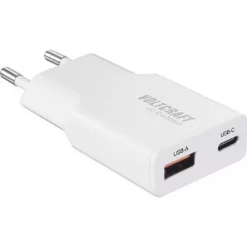 Carregador USB Voltcraft UC-1C1A30W01 1x USB-A USB-C carregamento rápido PD 3.0 branco (VC-17012045)