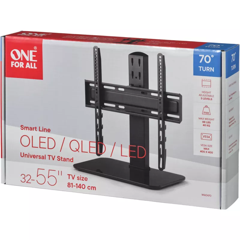 ONE For ALL | Suporte de TV de mesa Smart WM 2470 | Altura ajustável | 32-55 | Peso máximo (capacidade de carga) 40 kg