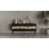 Móvel de TV cama meble INSERTO 3D 143,5x40x61,5 cm preto com LED, tampo em aglomerado