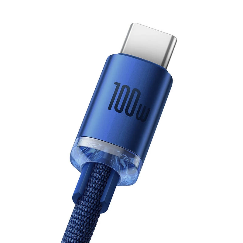 Cabo Baseus Crystal Shine USB para USB-C, 100W, 2m (azul)