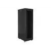 Armário rack Lanberg FF01-8042-23B de chão de 19 polegadas 42U 800x1000 mm, porta de malha perfurada, flat pack, preto