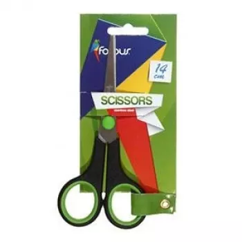 Tesoura FORPUS FO60605 14 cm, punhos emborrachados, lâminas de aço inoxidável