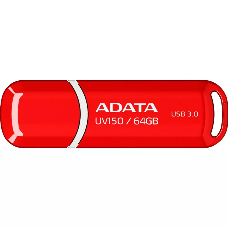 Pen Drive ADATA DashDrive UV150 64 GB, USB Tipo-A 3.2 Gen 1, Vermelho, Design com Tampa