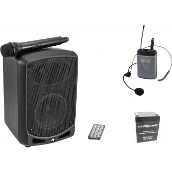 Conjunto de microfone sem fios Omnitronic WAMS-65BT com headset e bateria recarregável