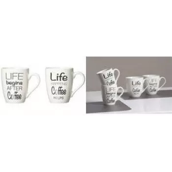 Caneca de café em porcelana ritzenhoff & breker LIFE SPRÜCHE 310 ml apta para máquina de lavar louça
