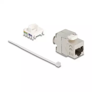 Delock 90723 Módulo Keystone slim RJ45 para LSA Cat.6A, blindado, 180 graus, sem ferramentas