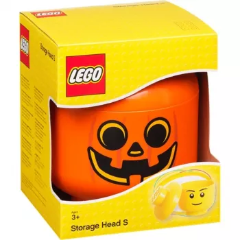 LEGO Storage Head abóbora, pequeno, caixa de arrumação laranja/preto