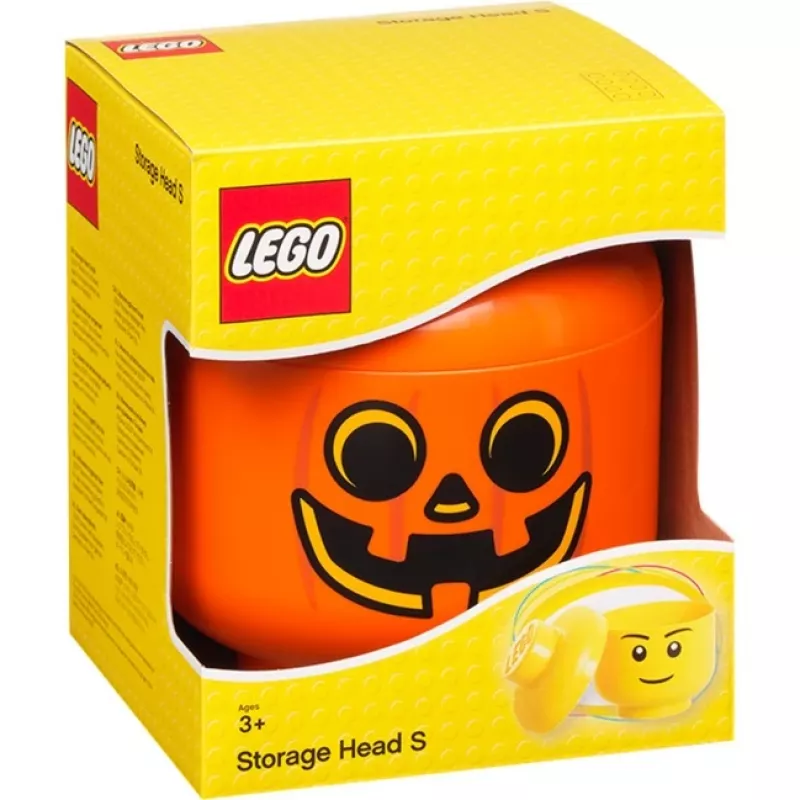 LEGO Storage Head abóbora, pequeno, caixa de arrumação laranja/preto