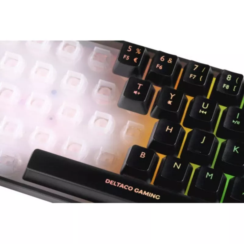 Teclado gaming Deltaco DK240 mini 60% USB, RGB preto