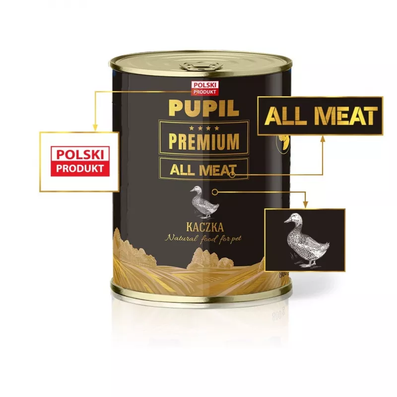 PUPIL Premium All Meat Gold pato - comida húmida para cães - 800g