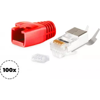 Ficha de cabo RJ-45 ShiverPeaks 72067-100R vermelho