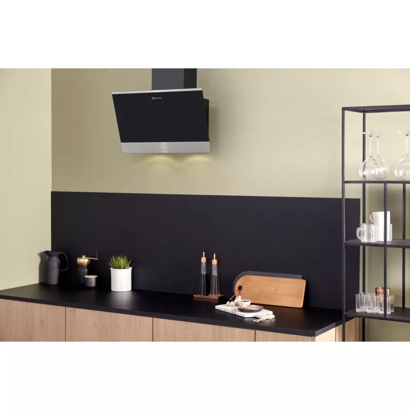Bauknecht RBHVP 63 LM K exaustor de parede, 60 cm, extração/recirculação, LED, preto/aço inoxidável