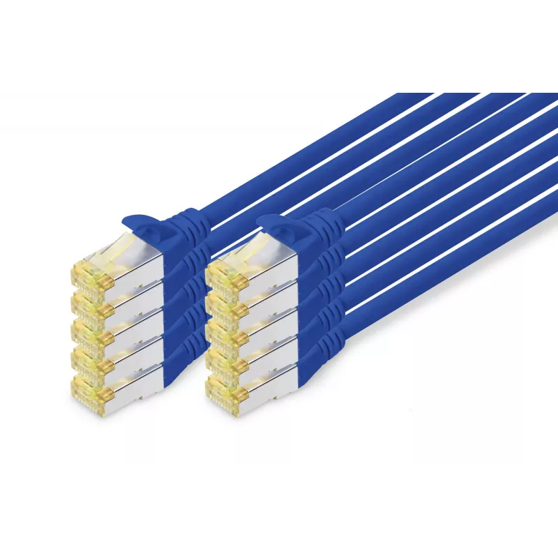 Cabo de rede DIGITUS CAT 6A S/FTP DK-1644-A-010-B-10, 1 m, azul, 10 unidades