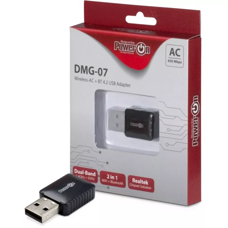Inter-Tech DMG-07 – sem fios – USB – WLAN / Bluetooth – Wi-Fi 5 (802.11ac) – 650 Mbit/s – preto (88888146)