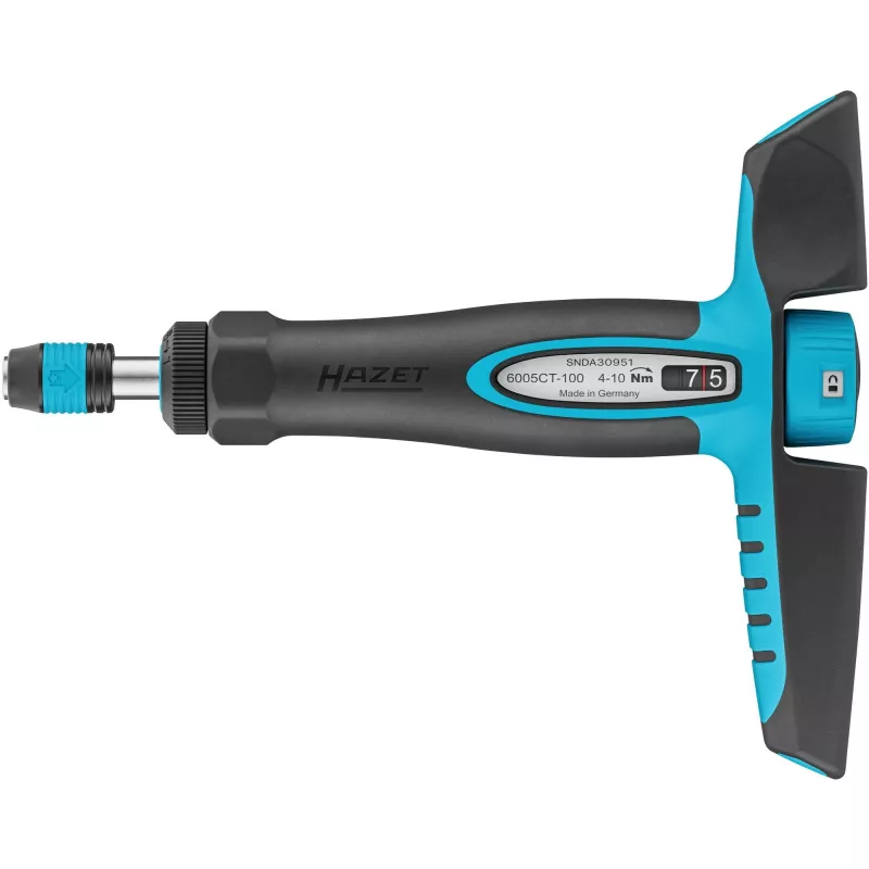 Chave de fendas dinamométrica 6005CT-100 (preto/azul, 4 - 10 Nm, encaixe de pontas 1/4, punho em T)