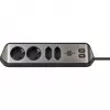 Brennenstuhl estilo régua de tomadas de canto 4 tomadas, preta, 2 tomadas Schuko, 2 tomadas Euro, com função de carregamento USB