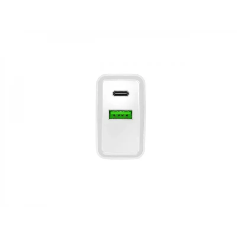 Carregador rápido de rede NATEC RIBERA 12V 20W USB-C PD 3.0 + USB-A Samsung AFC branco