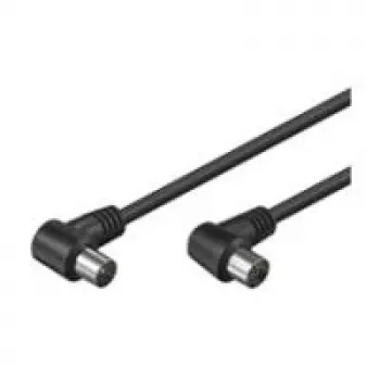 Wentronic Goobay Cabo de ligação de antena em ângulo, preto, 2,5 m - ficha IEC/coaxial 90° conector fêmea IEC/coaxial 90° (11526)