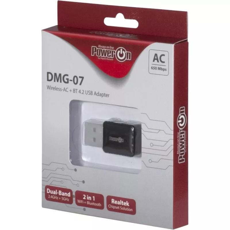 Inter-Tech DMG-07 – sem fios – USB – WLAN / Bluetooth – Wi-Fi 5 (802.11ac) – 650 Mbit/s – preto (88888146)