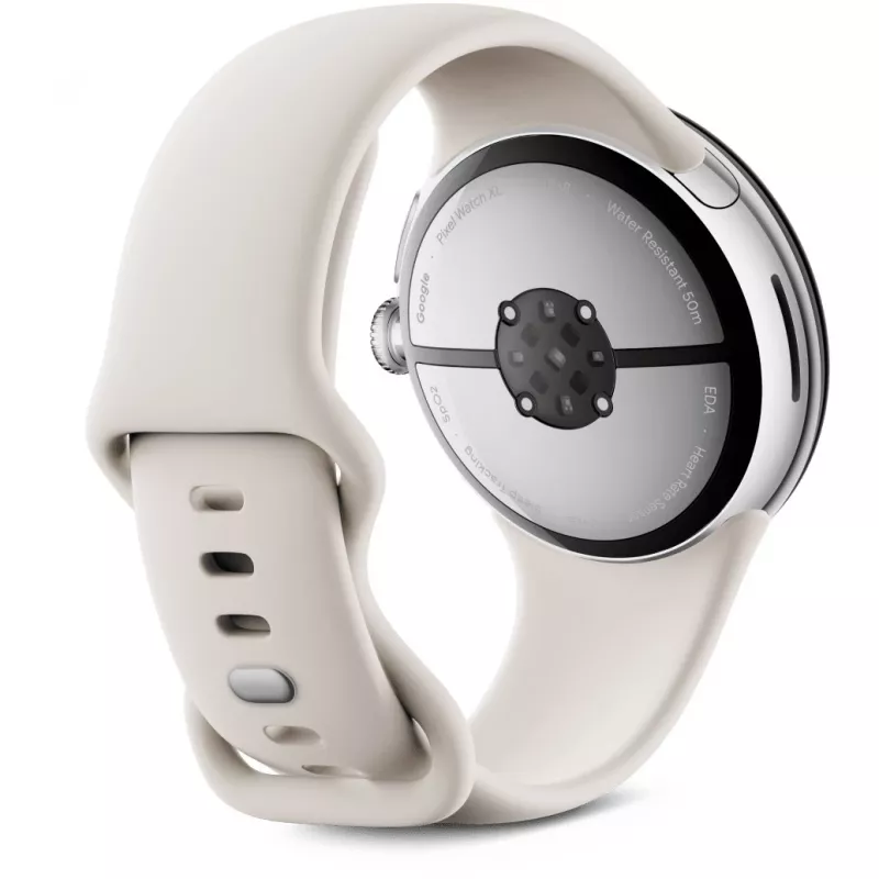 Google Pixel Watch 3 45 mm Wi-Fi smartwatch, prateado polido (Porcelain)