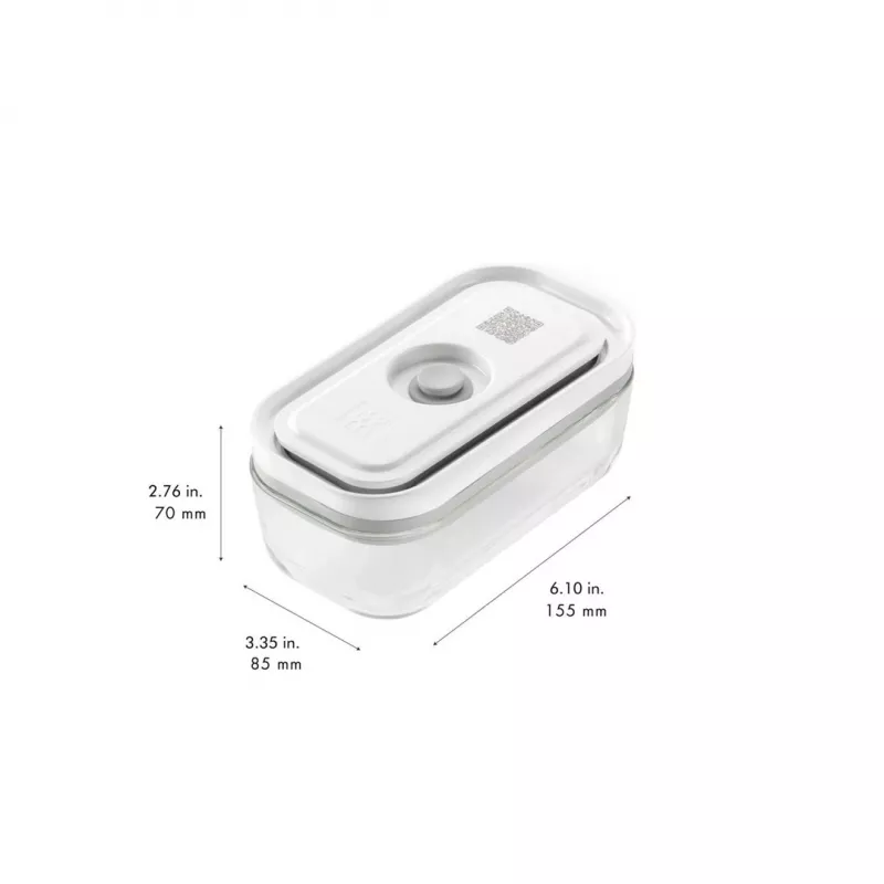 ZWILLING Fresh & Save 36803-003-0 conjunto de recipientes retangulares de vidro a vácuo, 3 un. (S/M/L, 0,35/0,75/1,6 L), borossilicato, adequado para micro-ondas/forno/máquina de lavar loiça, cinzento/transparente