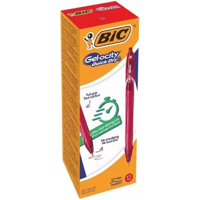 Caneta de gel BIC Gelocity QUICK DRY vermelho, pack de 12 494671