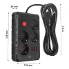 Extensão elétrica MACLEAN MCE392 B — 4 tomadas, 3×USB, 110–240V, 2,1A, 2500W, cabo de 1,5 m, preto