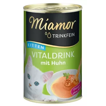 Snack líquido para gatos Miamor MIAMOR Trinkfein Kitten bebida vital com frango 135 ml, sem cereais, iguaria líquida carnuda