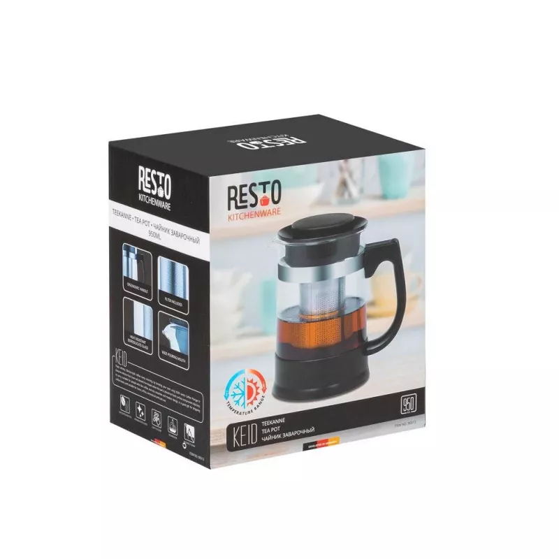 Resto Kitchenware 90512 bule chávena de chá individual 950 ml preto, transparente