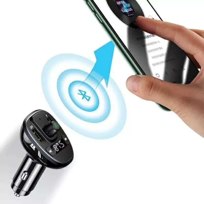 USAMS US-CC115 C21 Transmissor FM para automóvel com carregador USB duplo, Bluetooth 5.0, 3,4 A, preto