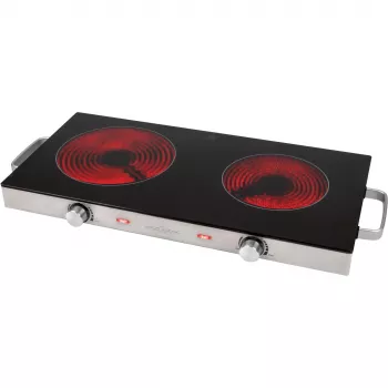 Placa vitrocerâmica ProfiCook PC-DKP 1211, 2 zonas de cozedura, superfície vitrocerâmica, botões rotativos