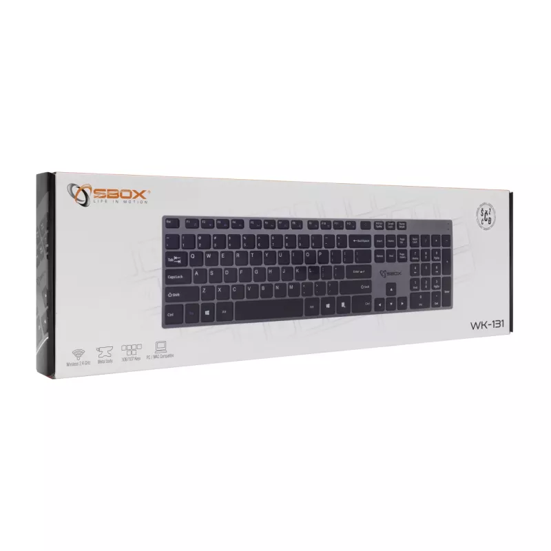Teclado sem fios SBOX WK-131 US, design compacto em metal, layout US