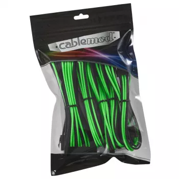Conjunto de extensão de cabos CableMod CM-CAB-CKIT-N86KKLG-R — extensões de alimentação 8+6 pinos, preto/verde