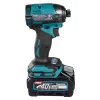 Makita TD002GD202 aparafusadora de impacto sem fios, 40 V XGT, sem escovas, 220 Nm, sextavado de 1/4", luz LED, com 2 baterias de iões de lítio de 2,5 Ah, carregador rápido e mala