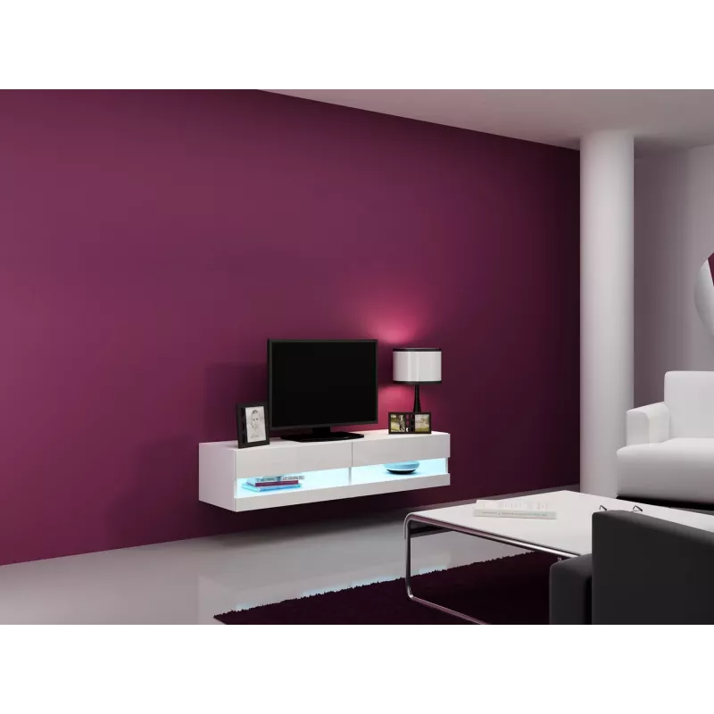 Conjunto de armários de sala Cama VIGO novo 11 branco/branco brilhante