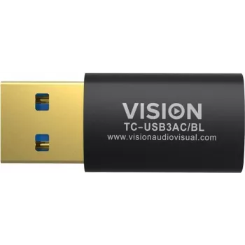 Vision Professional - Adaptador USB - USB Type-A (M) para USB-C de 24 pinos (F) - USB3.0 - Preto (TC-USB3AC/BL)
