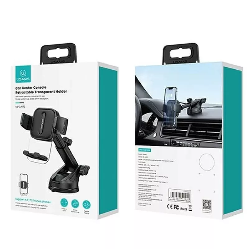 Suporte para painel de automóvel e para-brisas USAMS ZJ072 ZJ072ZJ01 preto – suporte universal para dispositivos