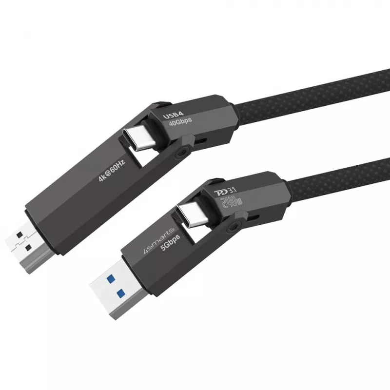 Cabo USB4 HDMI 4smarts ComboCord 240W 1,5 m – USB4 para HDMI, alimentação de 240W, comprimento de 1,5 m