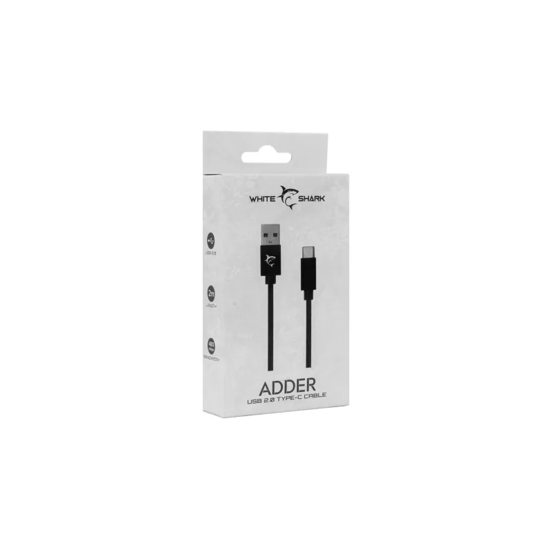 Cabo USB para USB-C White Shark Adder 2 m – cabo de carregamento e transferência de dados, branco