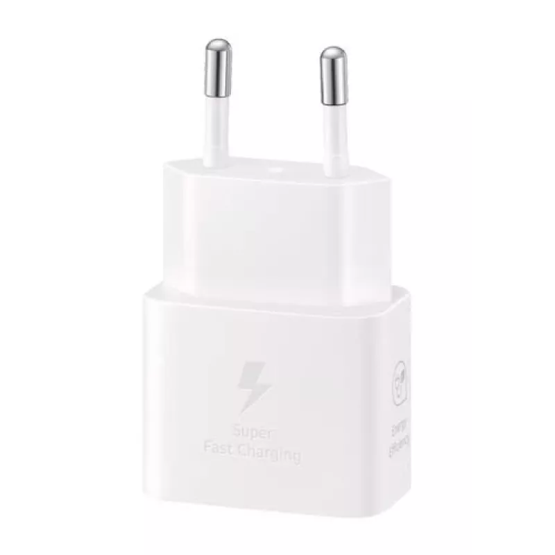 Carregador USB-C de parede Samsung EP-T2510 25W branco, carregador rápido universal para interior com PPS